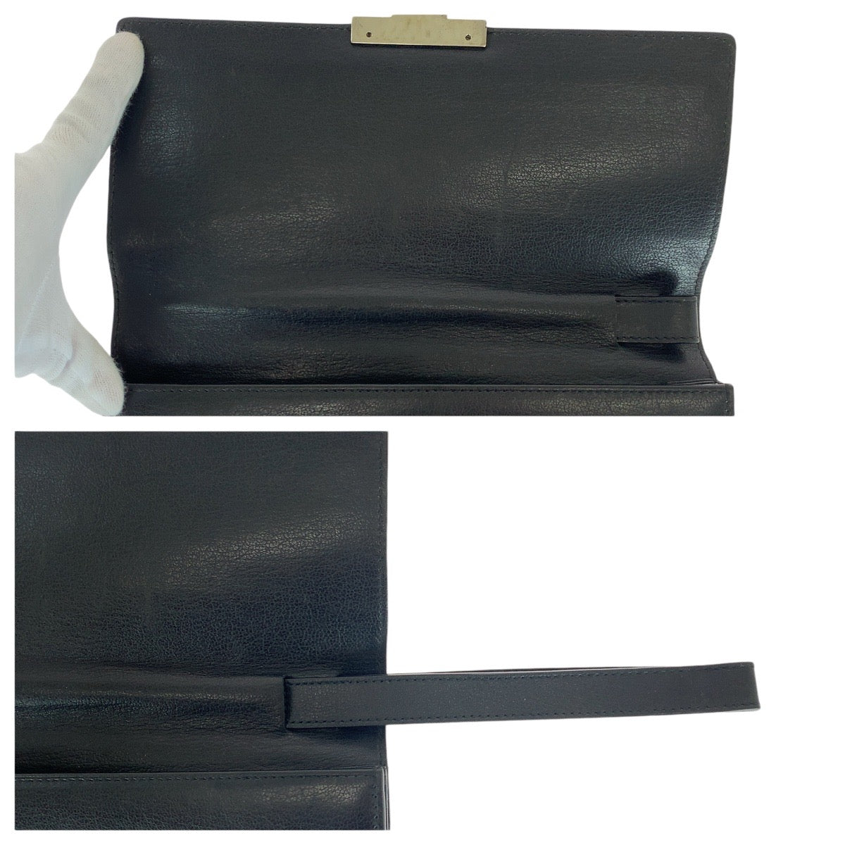 14372
GUCCI グッチ ブラック 黒 シルバー金具 レザー 3137 セカンドバッグ クラッチバッグ  メンズ