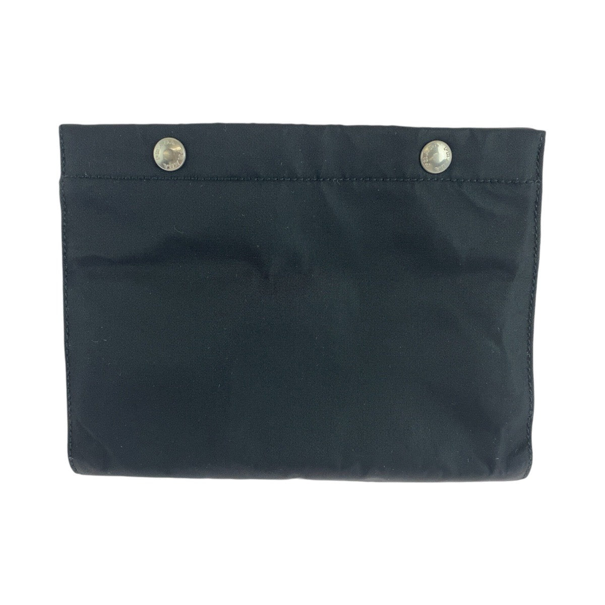 13887
PRADA プラダ テスート 三角ロゴプレート ブラック 黒 シルバー金具 ナイロン ポーチ  レディース
