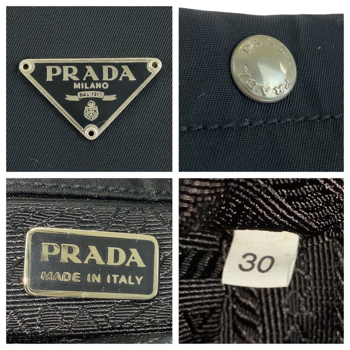 13887
PRADA プラダ テスート 三角ロゴプレート ブラック 黒 シルバー金具 ナイロン ポーチ  レディース