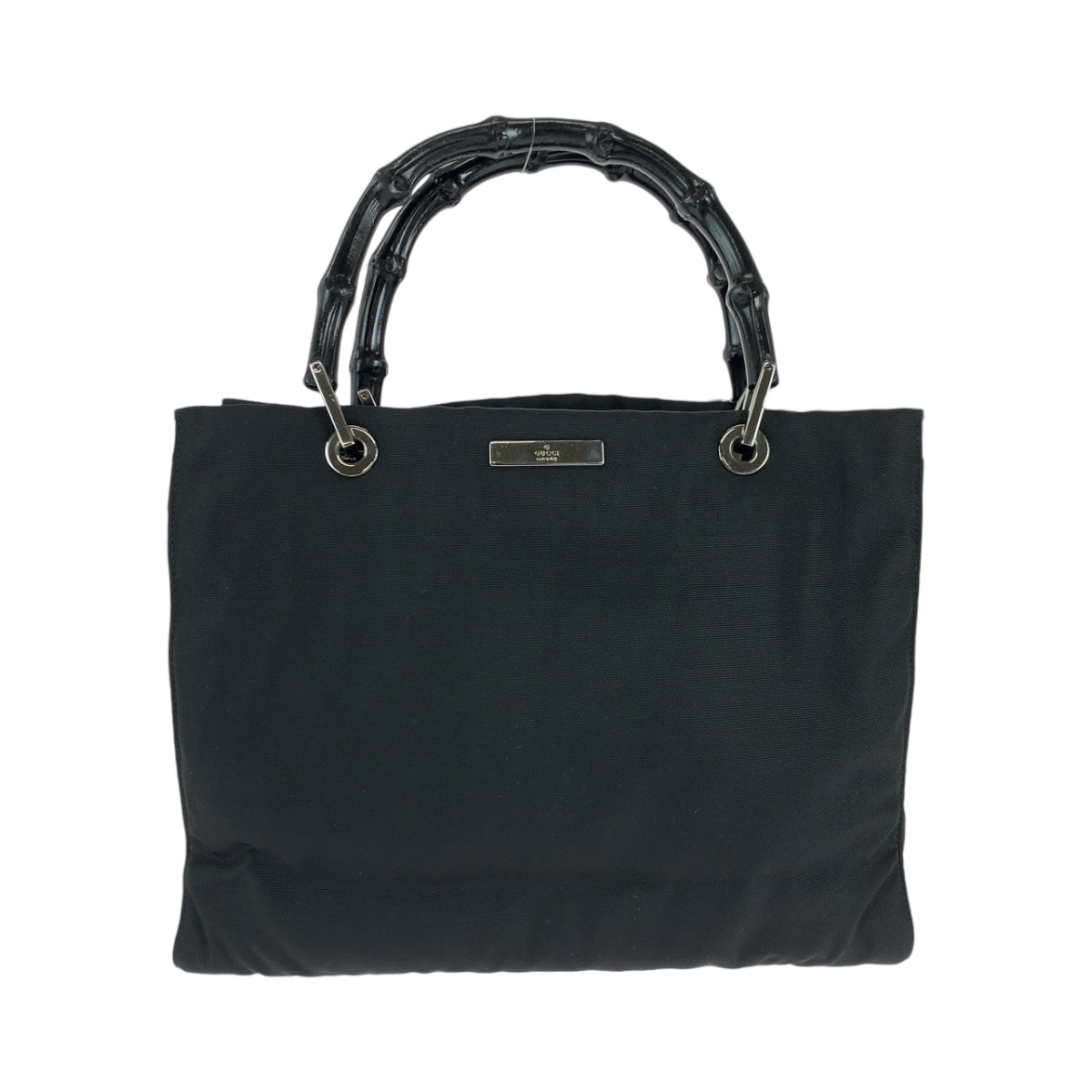 13889
GUCCI グッチ バンブー ブラック 黒 シルバー金具 ナイロン 002 1016 ハンドバッグ トートバッグ  レディース