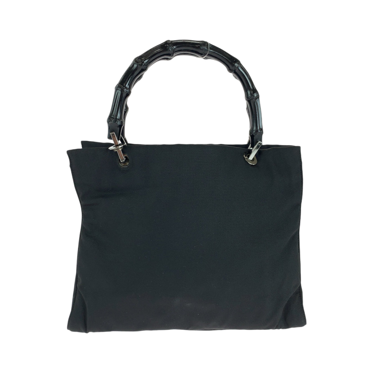 13889
GUCCI グッチ バンブー ブラック 黒 シルバー金具 ナイロン 002 1016 ハンドバッグ トートバッグ  レディース