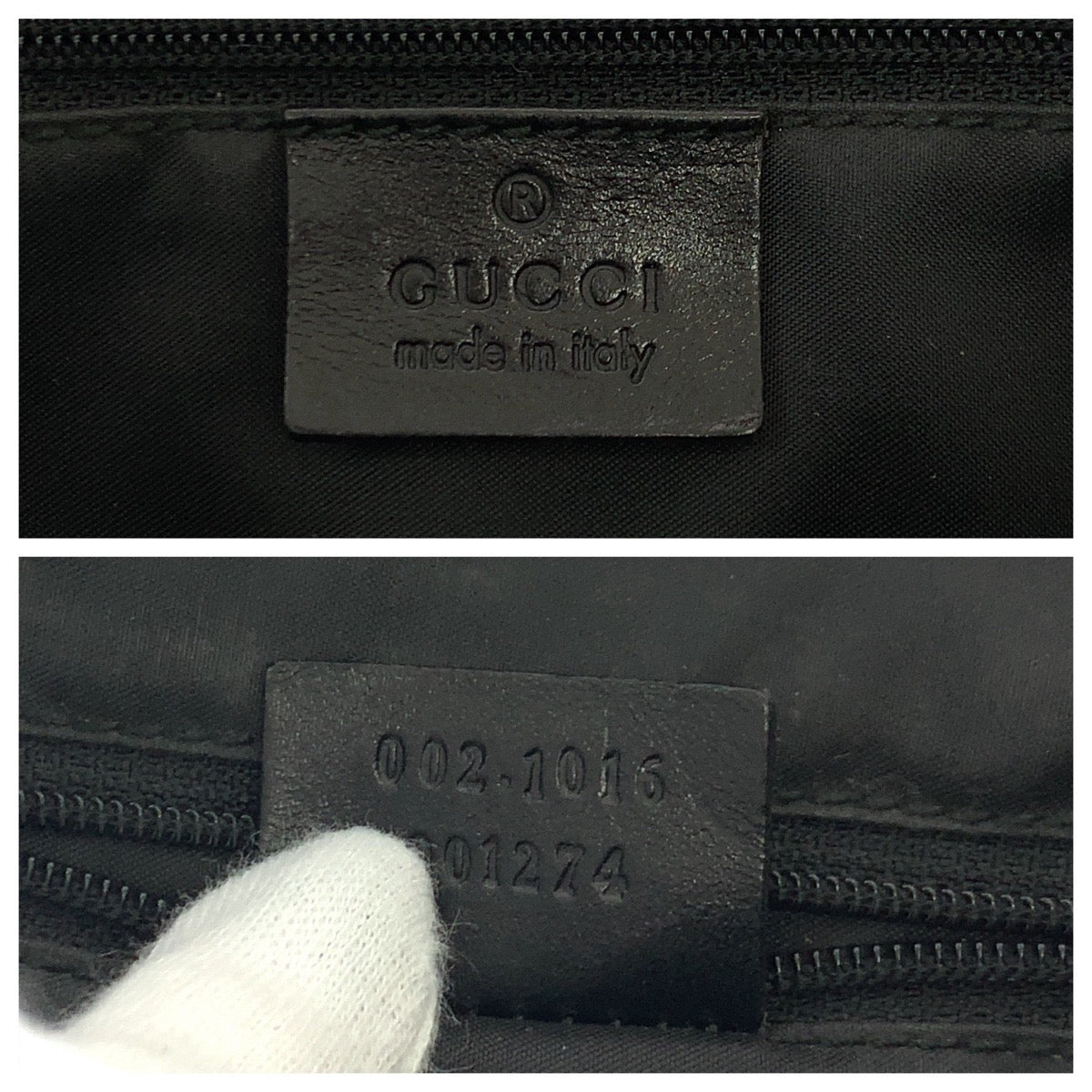 13889
GUCCI グッチ バンブー ブラック 黒 シルバー金具 ナイロン 002 1016 ハンドバッグ トートバッグ  レディース