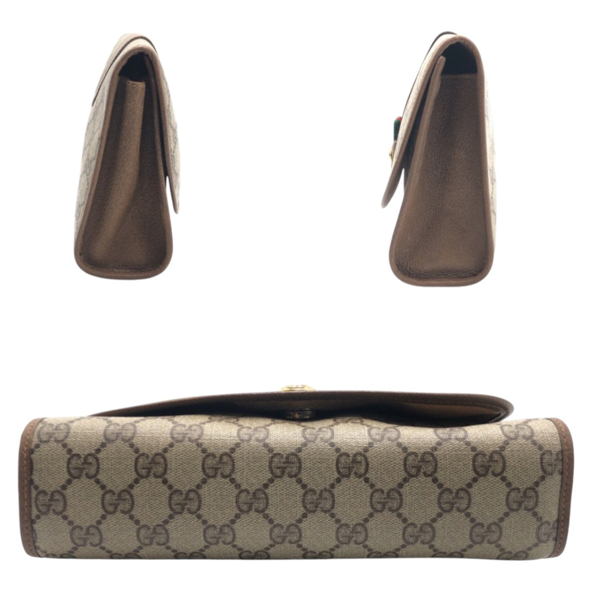 13891
GUCCI グッチ ヴィンテージ シェリーライン ベージュ ブラウン ゴールド金具 GGスプリームキャンバス 89 01 030 クラッチバッグ セカンドバッグ  レディース