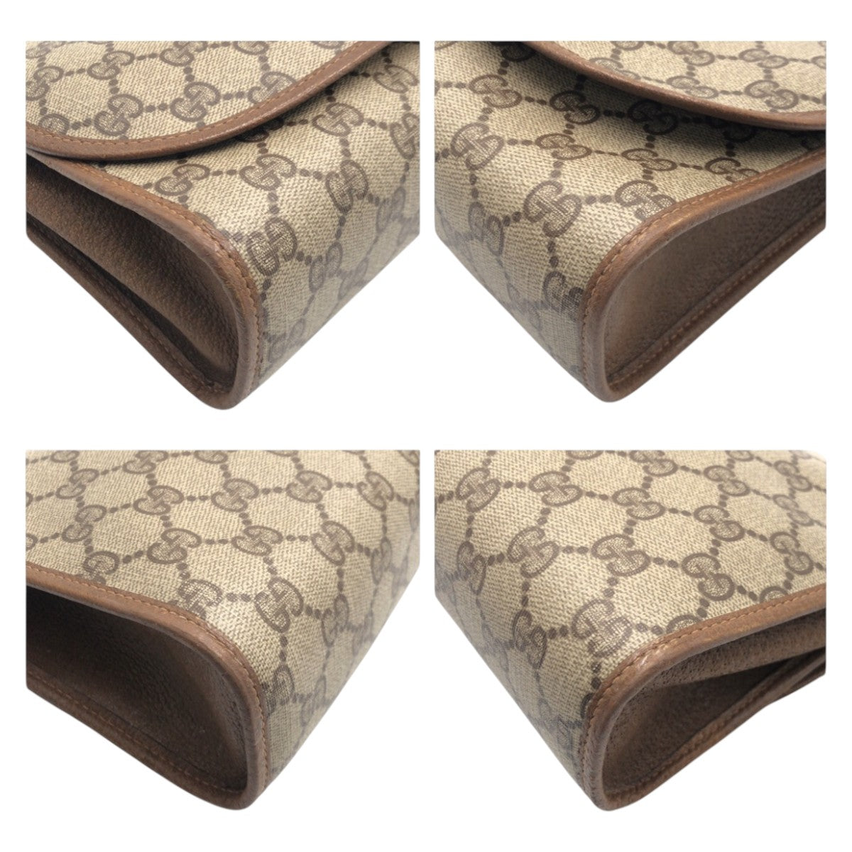 13891
GUCCI グッチ ヴィンテージ シェリーライン ベージュ ブラウン ゴールド金具 GGスプリームキャンバス 89 01 030 クラッチバッグ セカンドバッグ  レディース
