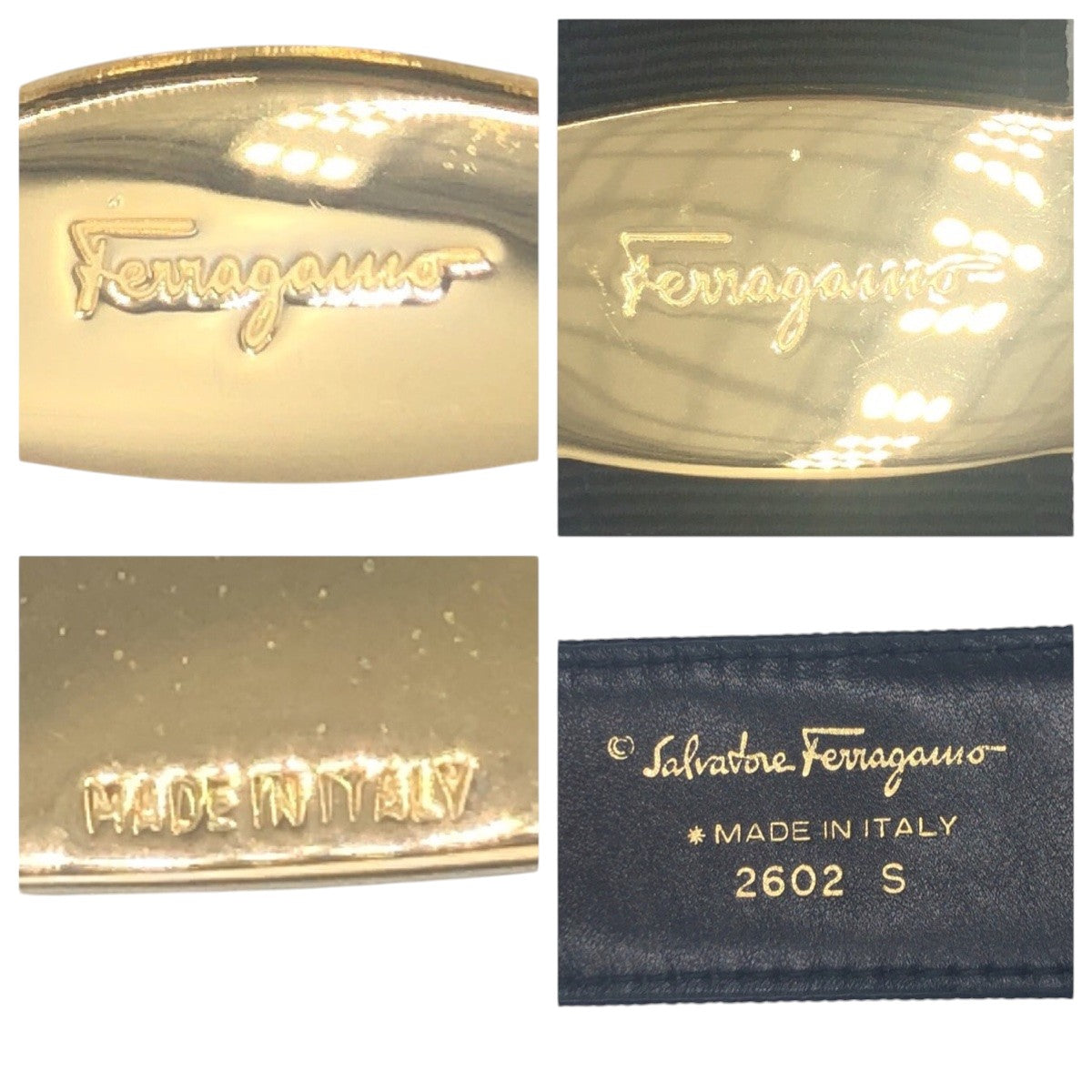 Salvatore Ferragamo サルヴァトーレフェラガモ ブラック 黒 ゴールド コットン / メタル 2602S ベルト  レディース