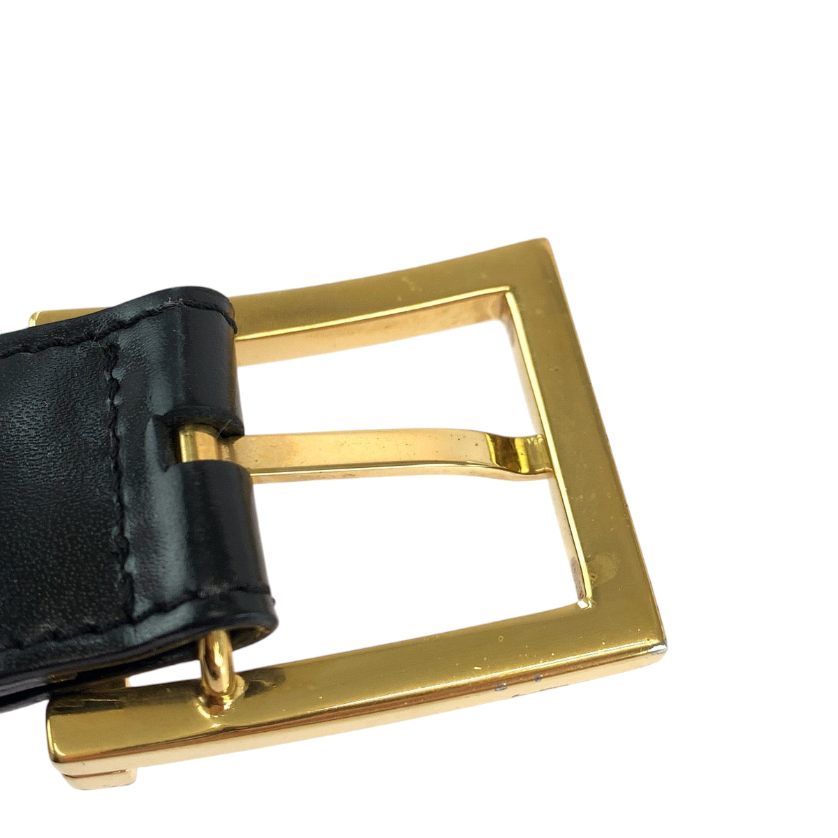 13893
BVLGARI ブルガリ スクエアバックル ブラック 黒 ゴールド金具 レザー ベルト バックル  メンズ AB13