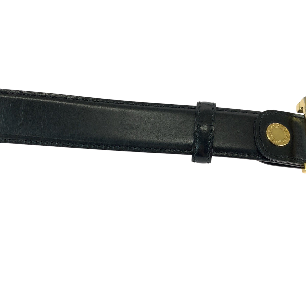 13893
BVLGARI ブルガリ スクエアバックル ブラック 黒 ゴールド金具 レザー ベルト バックル  メンズ AB13