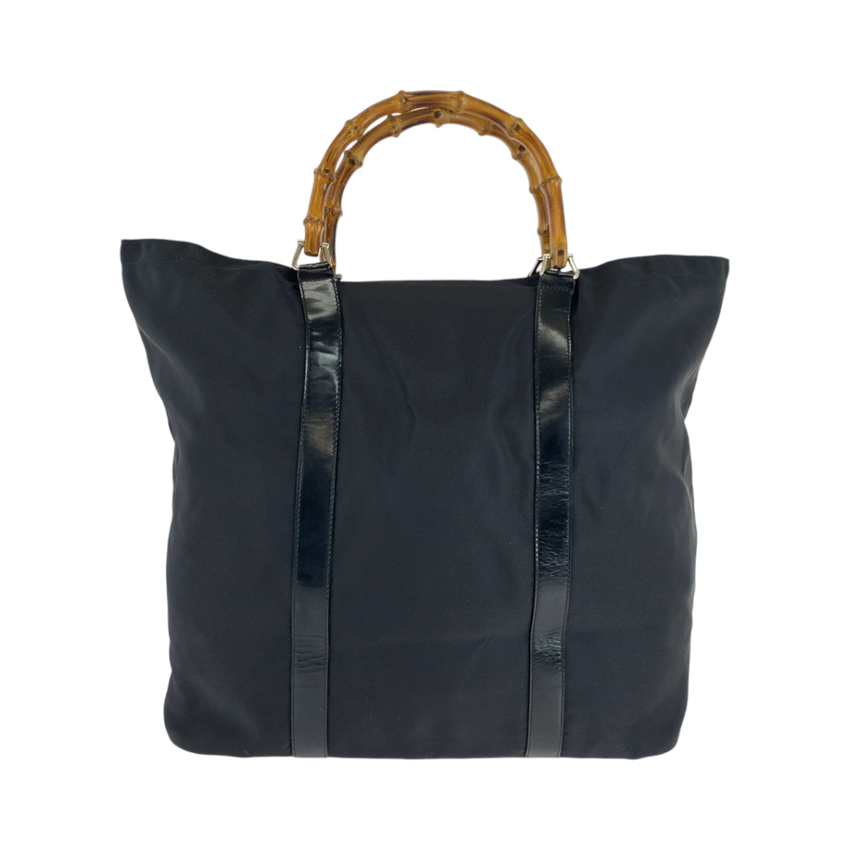13899
GUCCI グッチ バンブー ブラック 黒 ブラウン ナイロン 002 2854 トートバッグ ハンドバッグ  レディース