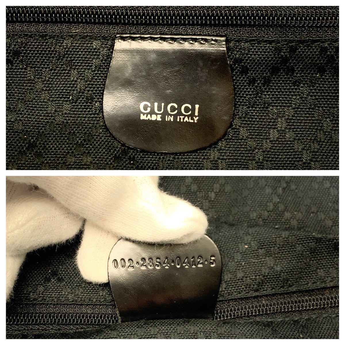 13899
GUCCI グッチ バンブー ブラック 黒 ブラウン ナイロン 002 2854 トートバッグ ハンドバッグ  レディース