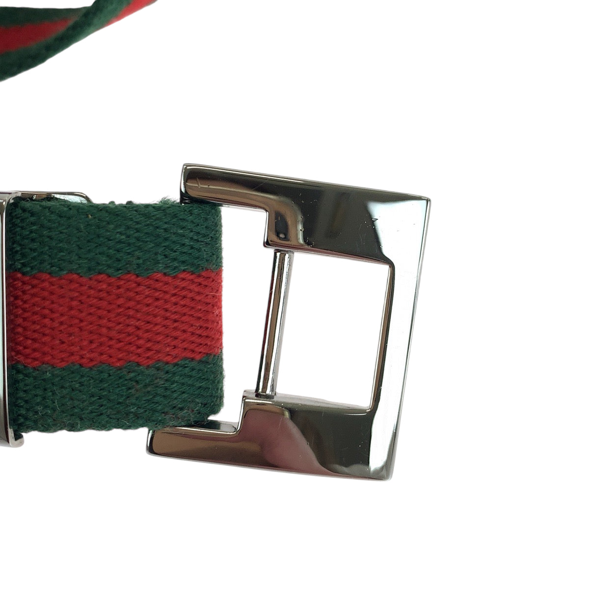 13896
GUCCI グッチ シェリーライン メタルバックル ウェブベルト シルバー レッド グリーン キャンバス ベルト バックル  メンズ