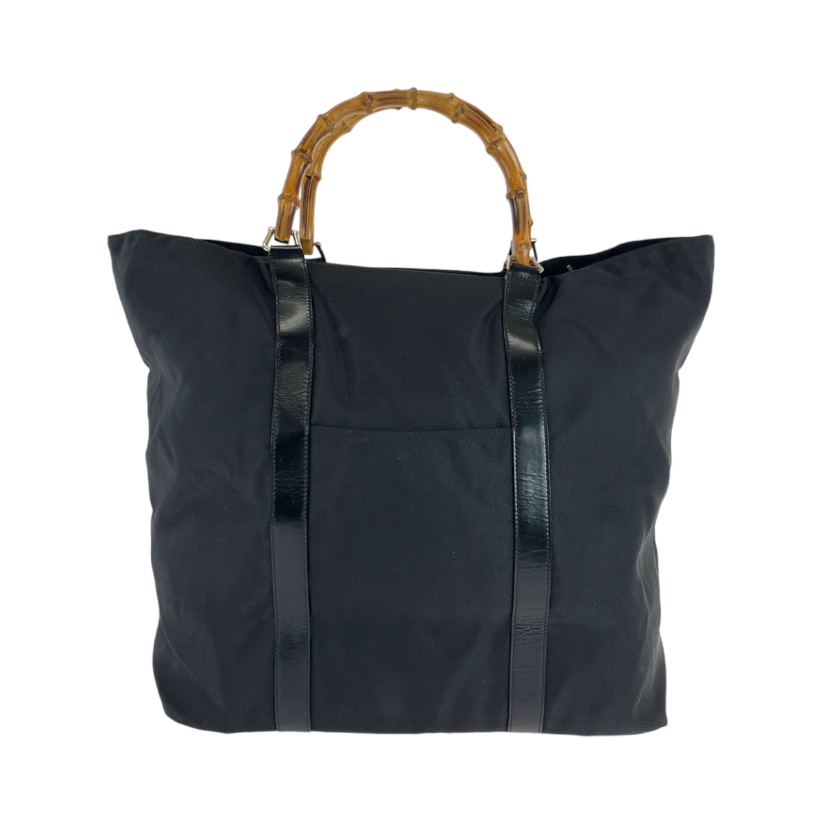 13899
GUCCI グッチ バンブー ブラック 黒 ブラウン ナイロン 002 2854 トートバッグ ハンドバッグ  レディース