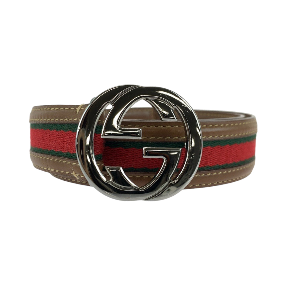 13897
GUCCI グッチ シェリーライン インターロッキング 75cm/30inc ブラウン シルバー金具 レザー 037 1192 ベルト 男女兼用  レディース