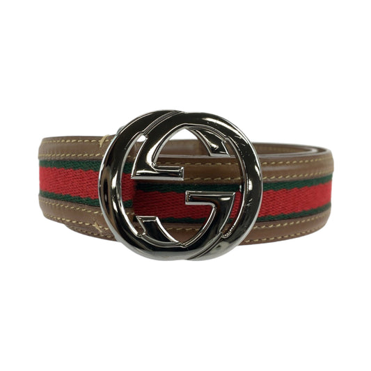 13897
GUCCI グッチ シェリーライン インターロッキング 75cm/30inc ブラウン シルバー金具 レザー 037 1192 ベルト 男女兼用  レディース