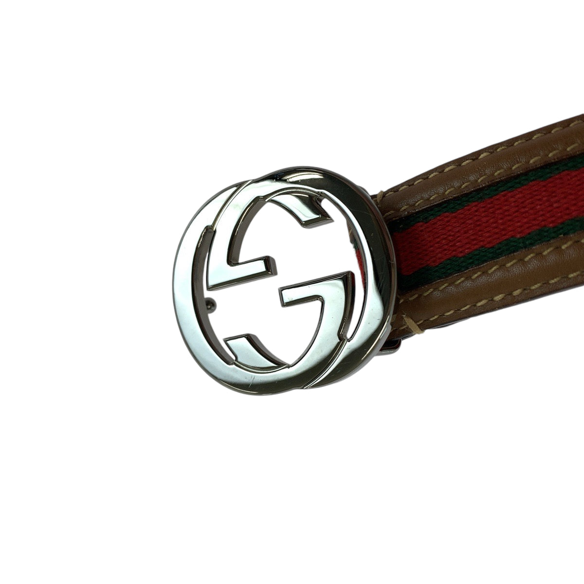 13897
GUCCI グッチ シェリーライン インターロッキング 75cm/30inc ブラウン シルバー金具 レザー 037 1192 ベルト 男女兼用  レディース