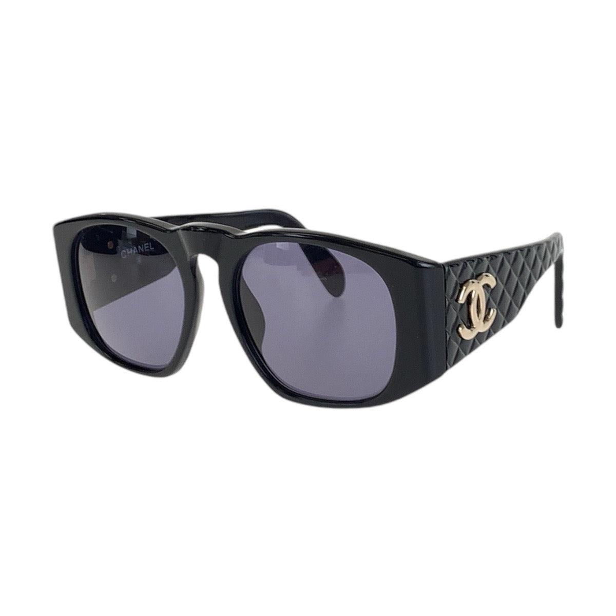 14373
CHANEL シャネル ヴィンテージ マトラッセ ココマーク ブラック 黒 ゴールド金具 プラスチック 01450 94305 サングラス ウェリントン  レディース