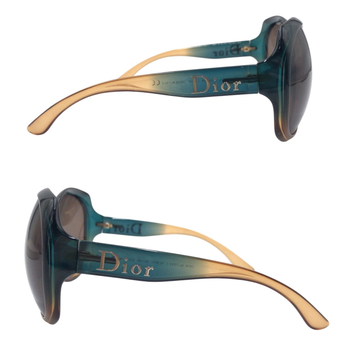 Christian Dior クリスチャンディオール DIOR GLOSSY ブラウン ブルー プラスチック LLW70 62□20 125 サングラス バタフライ  レディース