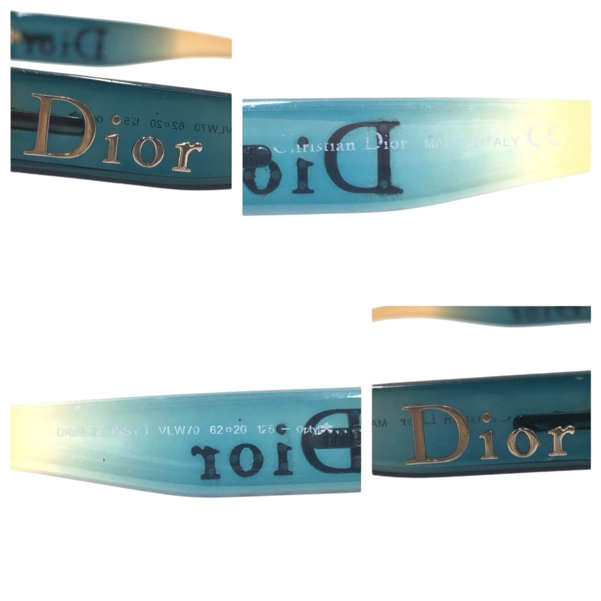 Christian Dior クリスチャンディオール DIOR GLOSSY ブラウン ブルー プラスチック LLW70 62□20 125 サングラス バタフライ  レディース