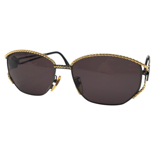 FENDI フェンディ ヴィンテージ ブラック 黒 ゴールド メタル SL7023 COL 590 サングラス 男女兼用 バタフライ レディース AB8