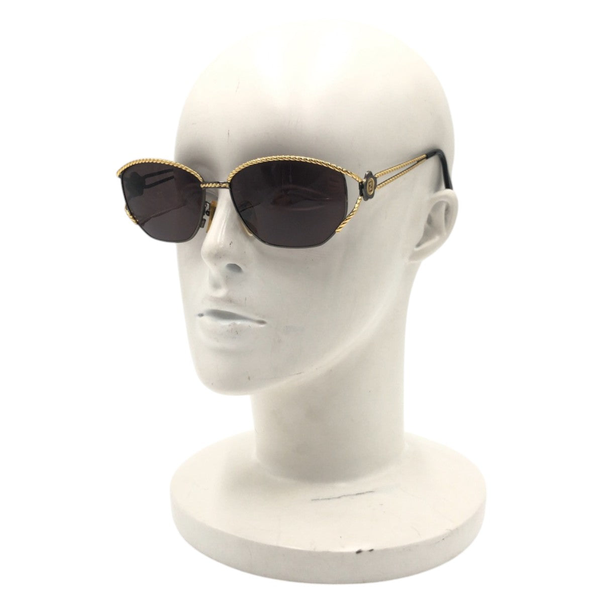 FENDI フェンディ ヴィンテージ ブラック 黒 ゴールド メタル SL7023 COL 590 サングラス 男女兼用 バタフライ レディース AB8