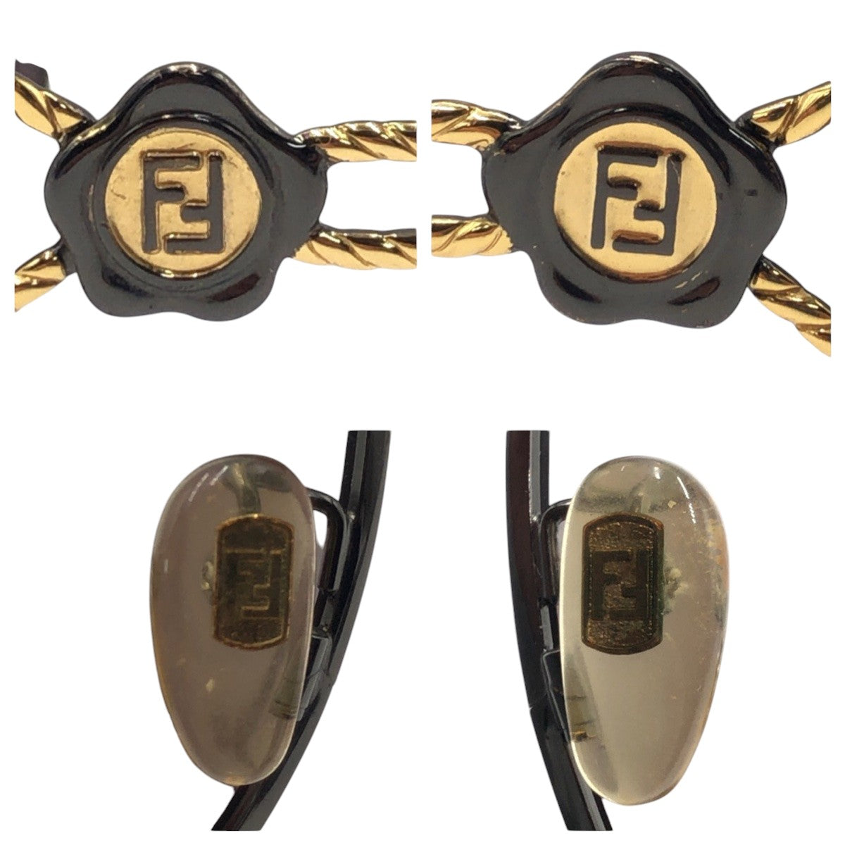 FENDI フェンディ ヴィンテージ ブラック 黒 ゴールド メタル SL7023 COL 590 サングラス 男女兼用 バタフライ レディース AB8