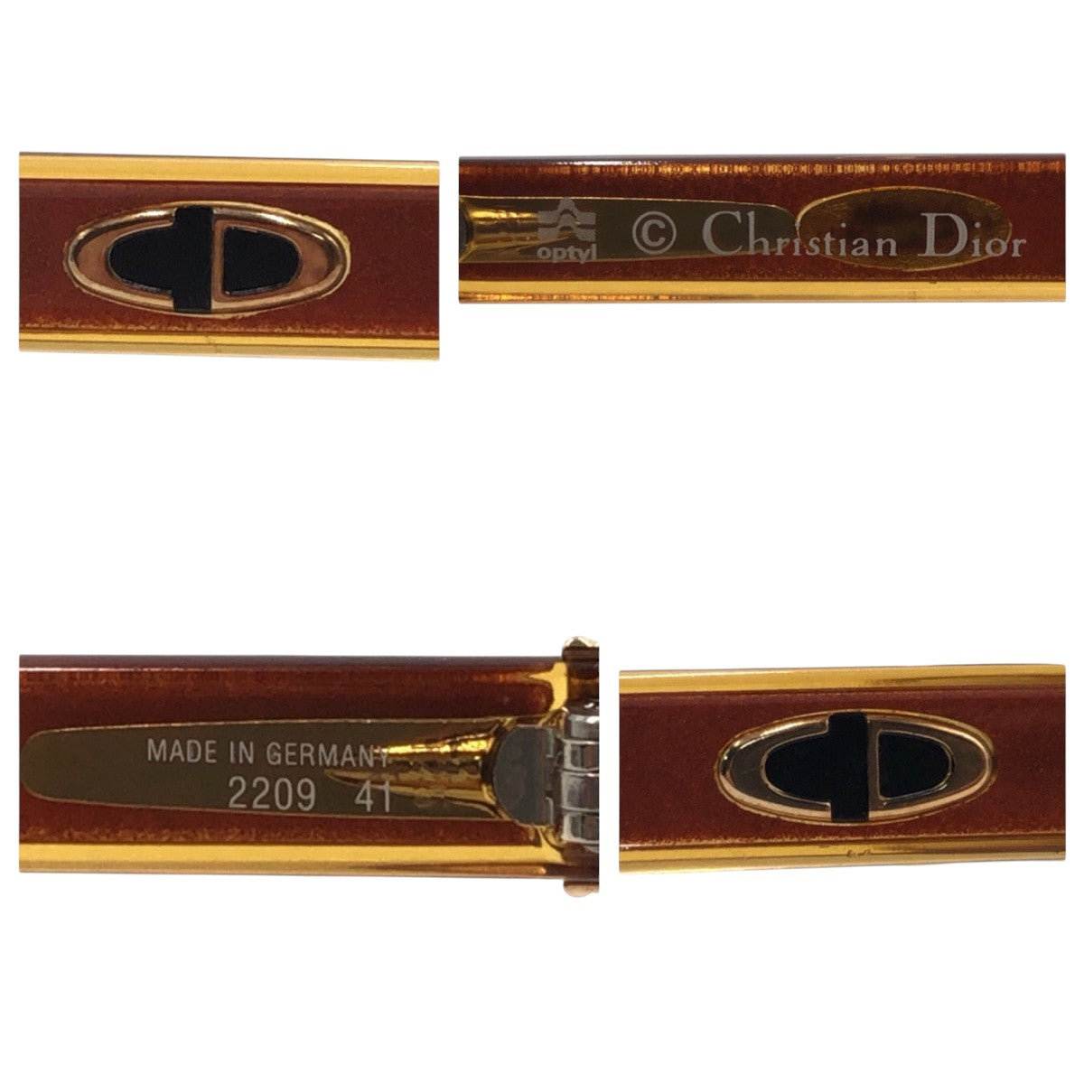 Christian Dior クリスチャンディオール ヴィンテージ CDロゴ イエロー ブラウン プラスチック 2209 41 サングラス バタフライ  レディース