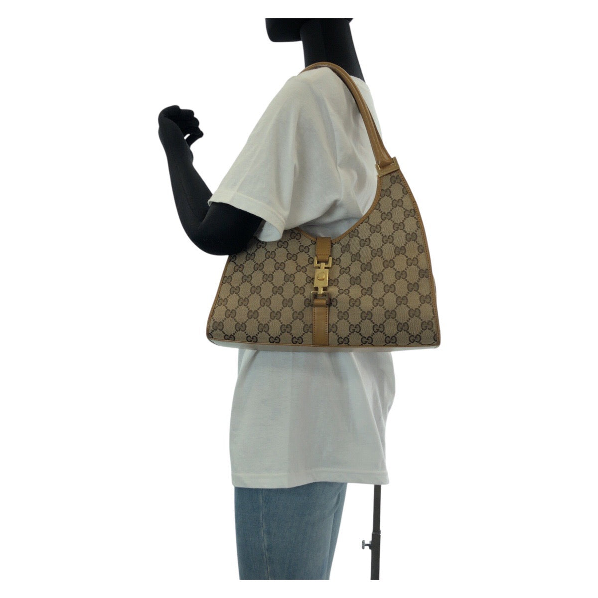 14376
GUCCI グッチ ジャッキー ライトブラウン キャメル ベージュ ゴールド金具 GGキャンバス / レザー 002 1067 トートバッグ ショルダーバッグ  レディース