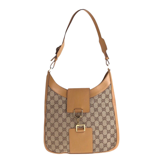 14377
GUCCI グッチ ベージュ ゴールド金具 GGキャンバス / レザー 001 4129 ショルダーバッグ  レディース
