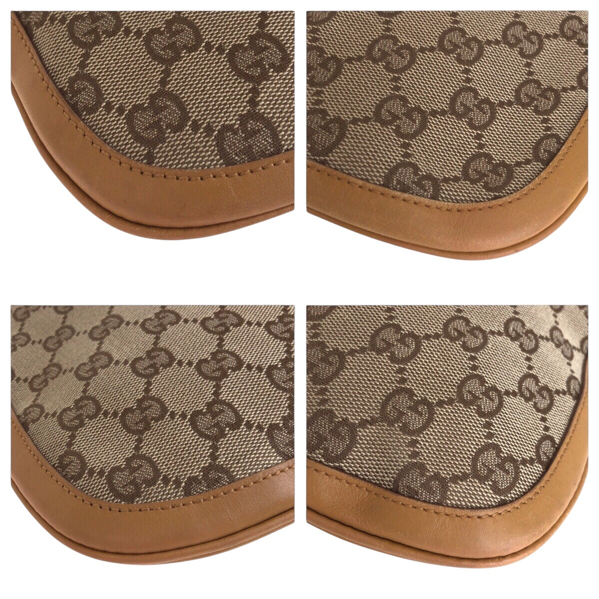 14377
GUCCI グッチ ベージュ ゴールド金具 GGキャンバス / レザー 001 4129 ショルダーバッグ  レディース