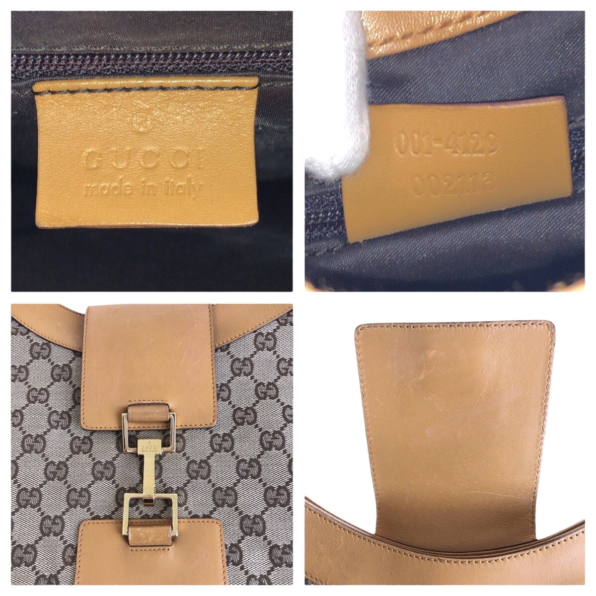 14377
GUCCI グッチ ベージュ ゴールド金具 GGキャンバス / レザー 001 4129 ショルダーバッグ  レディース