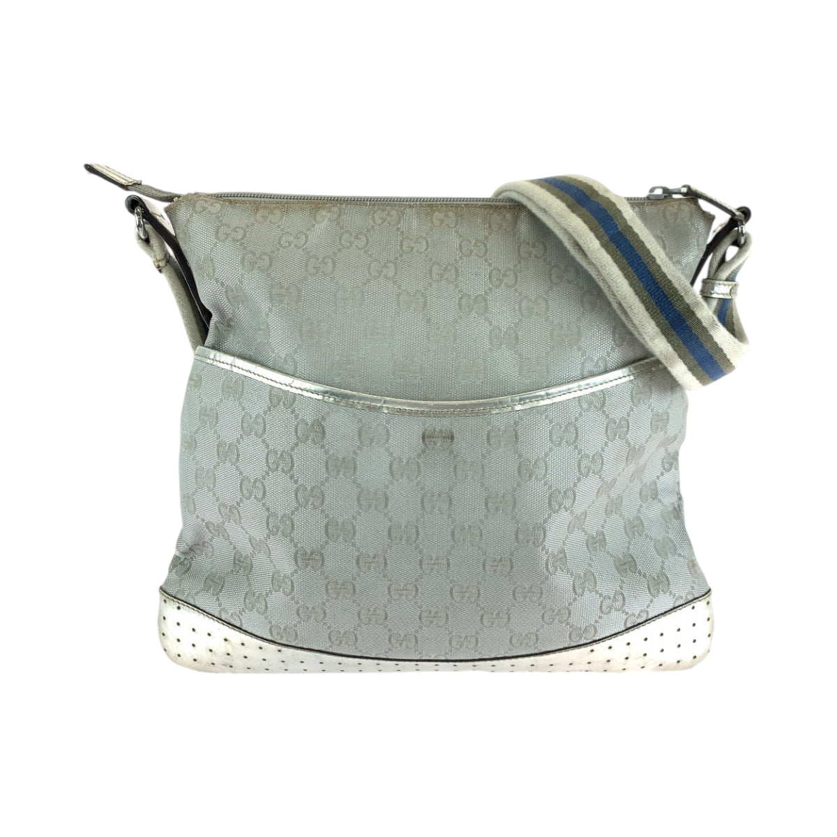 13901
GUCCI グッチ シルバー シルバー金具 GGキャンバス / エナメル 145857 ショルダーバッグ メッセンジャーバッグ  レディース AB18
