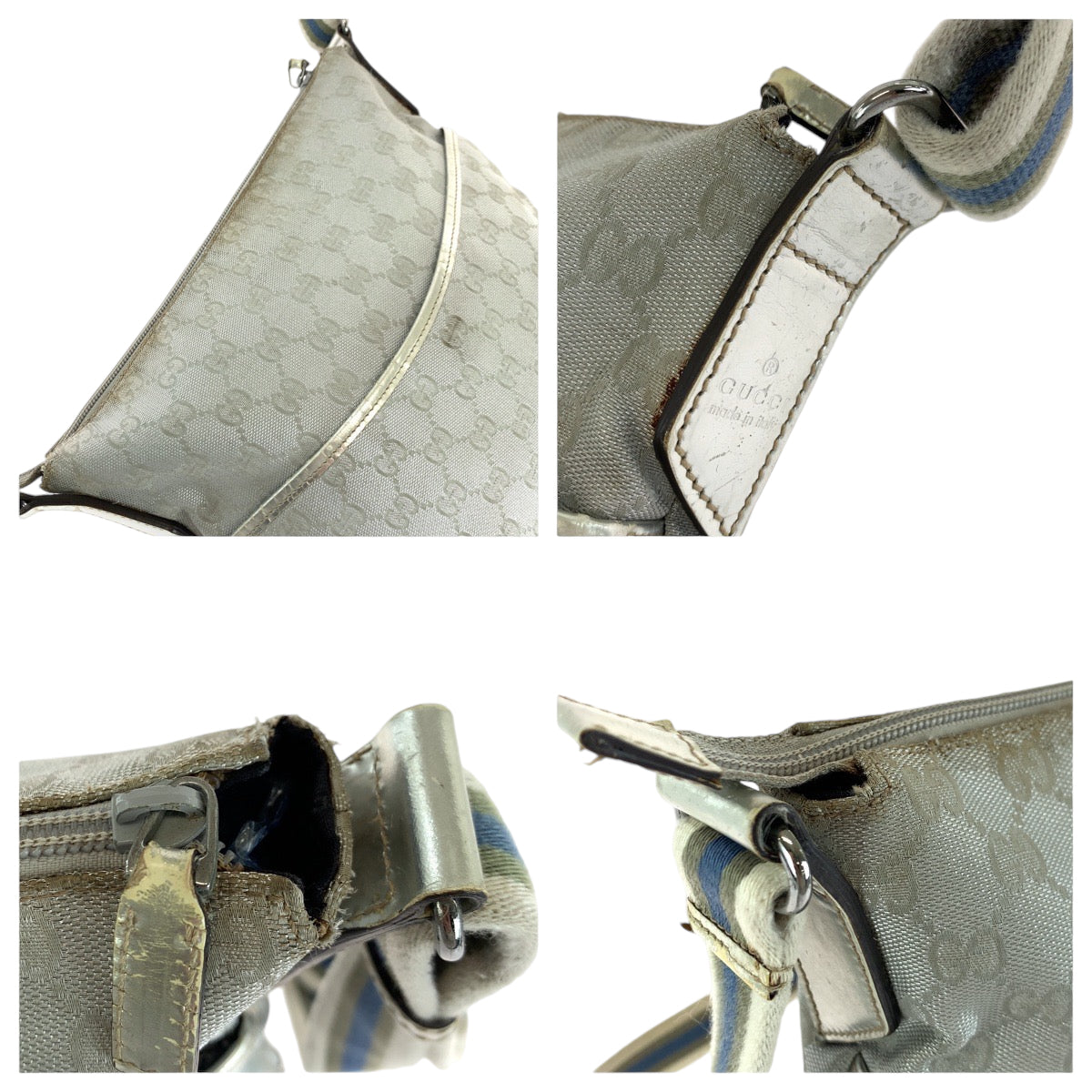 13901
GUCCI グッチ シルバー シルバー金具 GGキャンバス / エナメル 145857 ショルダーバッグ メッセンジャーバッグ  レディース AB18