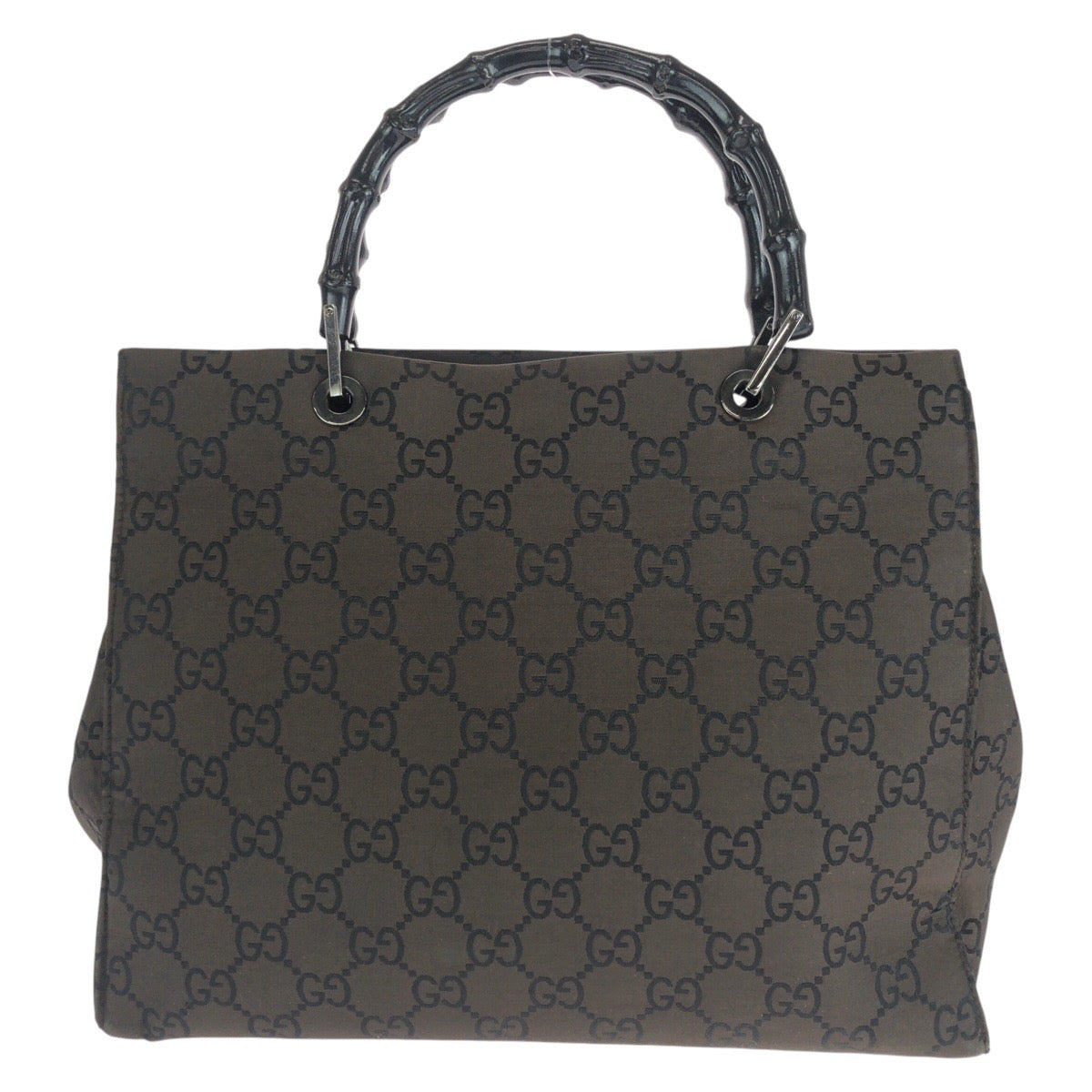 14379
GUCCI グッチ バンブー GG柄 ブラウン シルバー金具 ナイロン 002 1010 2852 トートバッグ ハンドバッグ  レディース