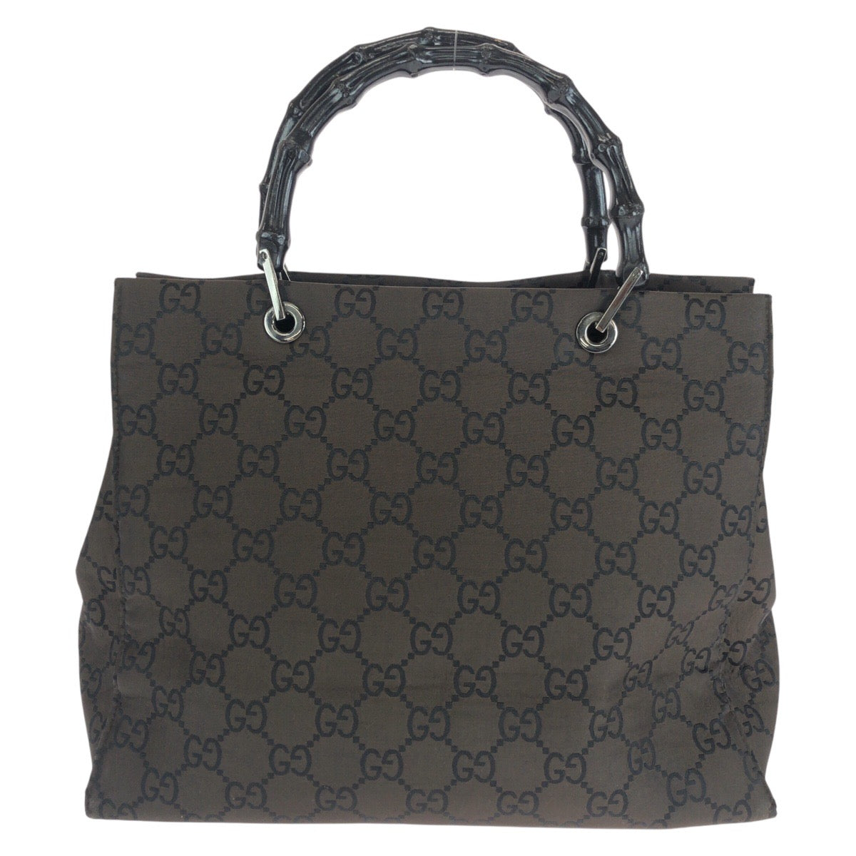 14379
GUCCI グッチ バンブー GG柄 ブラウン シルバー金具 ナイロン 002 1010 2852 トートバッグ ハンドバッグ  レディース
