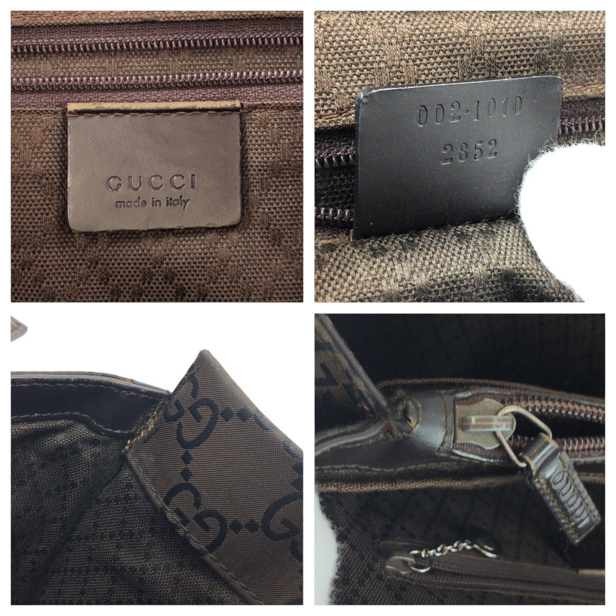 14379
GUCCI グッチ バンブー GG柄 ブラウン シルバー金具 ナイロン 002 1010 2852 トートバッグ ハンドバッグ  レディース