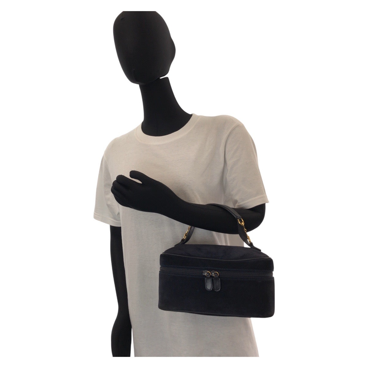 13902
GUCCI グッチ ヴィンテージ ホースビット ネイビー ゴールド金具 スウェード 032 1705 0140 ハンドバッグ バニティバッグ  レディース