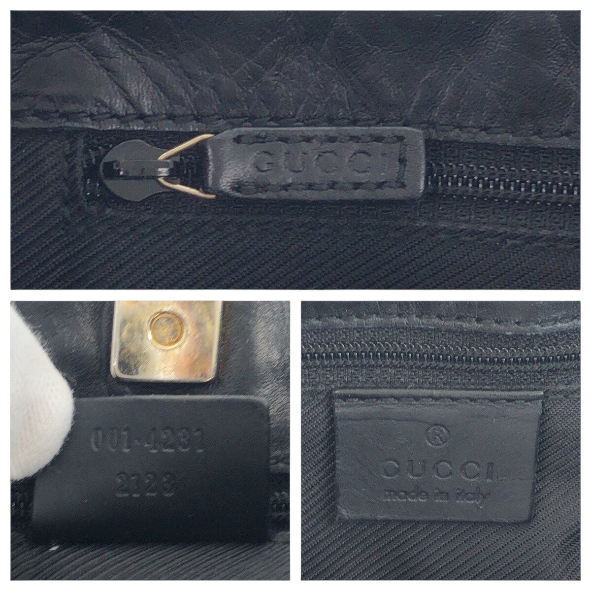 14380
GUCCI グッチ ブラック 黒 ゴールド金具 GGキャンバス / レザー 001 4231 2123 ショルダーバッグ  レディース