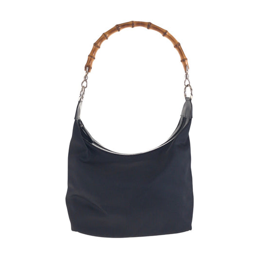 14381
GUCCI グッチ バンブー ブラック 黒 シルバー金具 キャンバス / レザー 000 2855 0531 5 ショルダーバッグ ホーボー  レディース