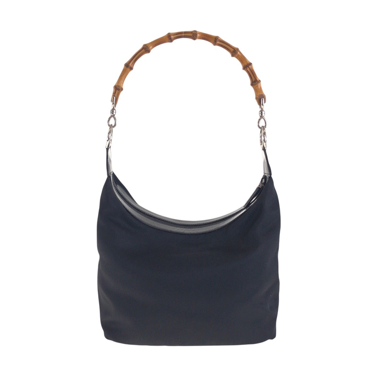 14381
GUCCI グッチ バンブー ブラック 黒 シルバー金具 キャンバス / レザー 000 2855 0531 5 ショルダーバッグ ホーボー  レディース