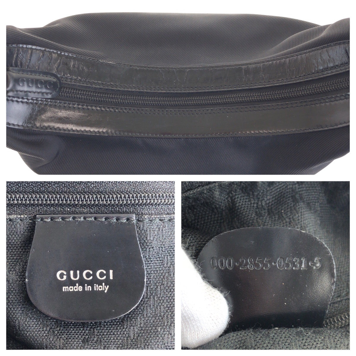 14381
GUCCI グッチ バンブー ブラック 黒 シルバー金具 キャンバス / レザー 000 2855 0531 5 ショルダーバッグ ホーボー  レディース