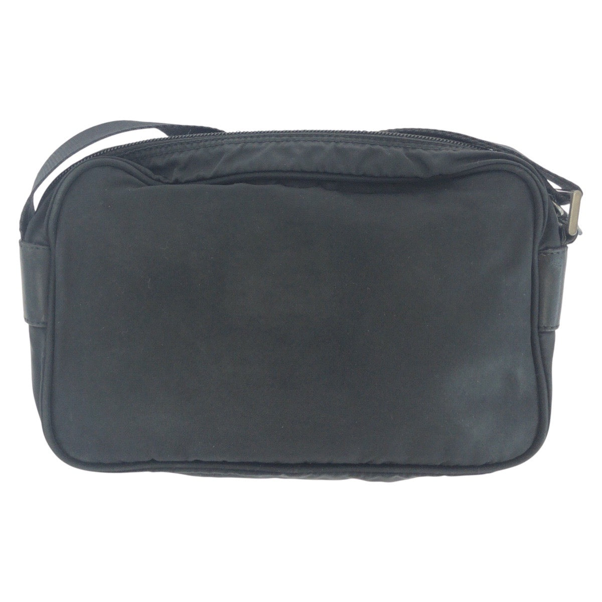 14382
PRADA プラダ テスート 三角ロゴプレート ブラック 黒 シルバー金具 ナイロン / レザー ショルダーバッグ ポシェット  レディース