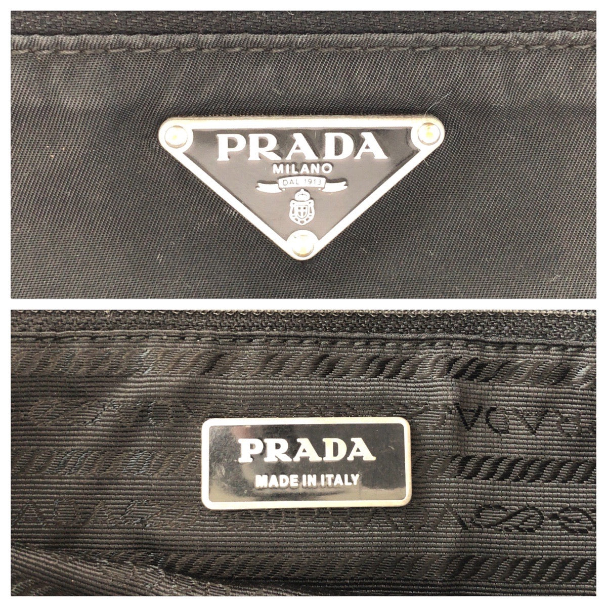 14382
PRADA プラダ テスート 三角ロゴプレート ブラック 黒 シルバー金具 ナイロン / レザー ショルダーバッグ ポシェット  レディース