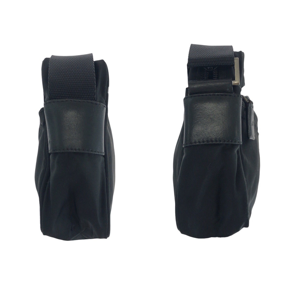 14382
PRADA プラダ テスート 三角ロゴプレート ブラック 黒 シルバー金具 ナイロン / レザー ショルダーバッグ ポシェット  レディース