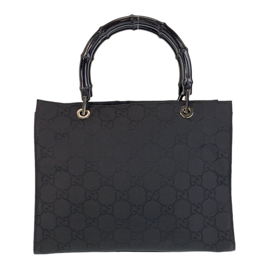 13903
GUCCI グッチ バンブー ブラック 黒 シルバー金具 GGキャンバス / バンブー 002 1016 ハンドバッグ トートバッグ  レディース