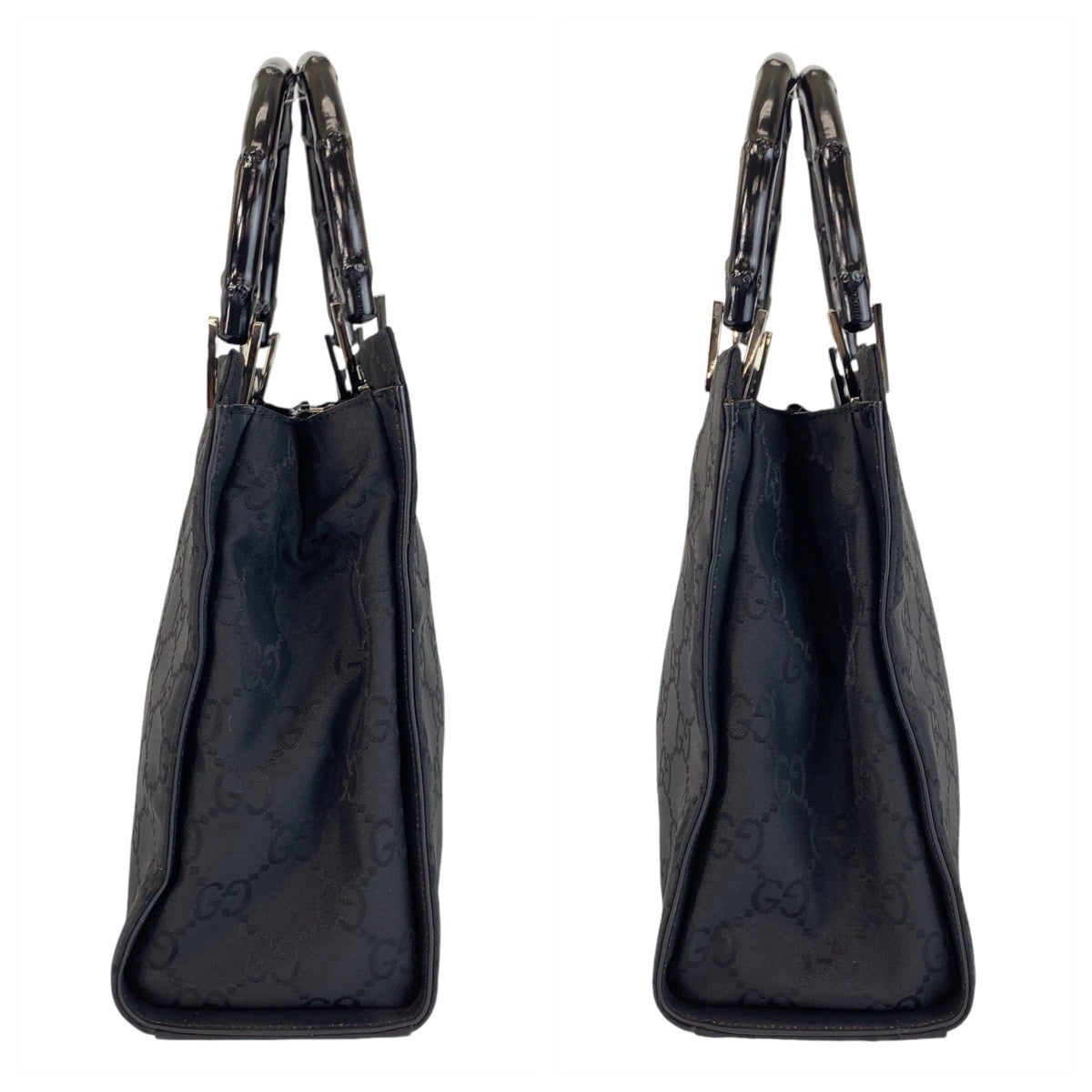 13903
GUCCI グッチ バンブー ブラック 黒 シルバー金具 GGキャンバス / バンブー 002 1016 ハンドバッグ トートバッグ  レディース