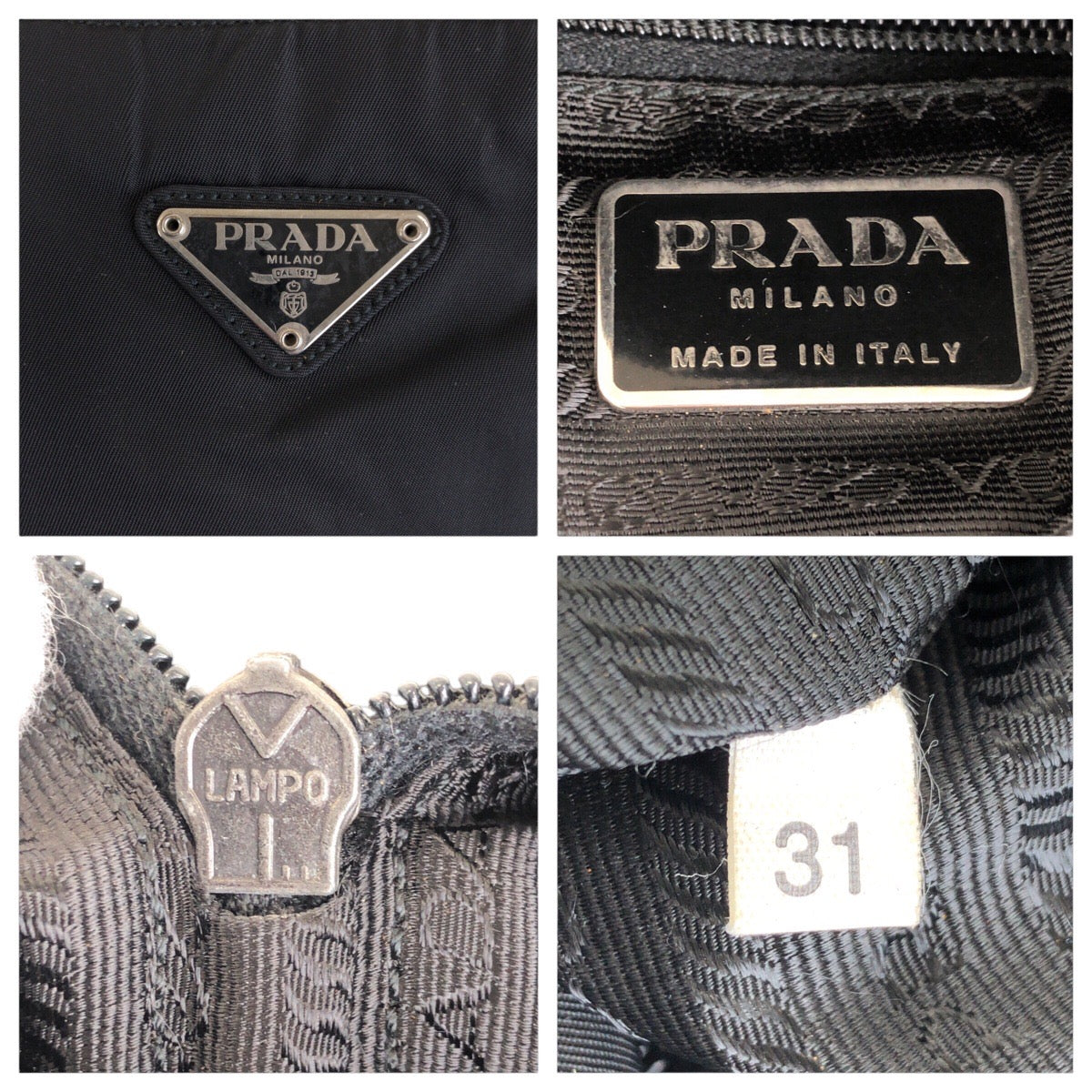 13904
PRADA プラダ テスート 三角ロゴプレート ブラック 黒 シルバー金具 ナイロン トートバッグ ショルダーバッグ  レディース
