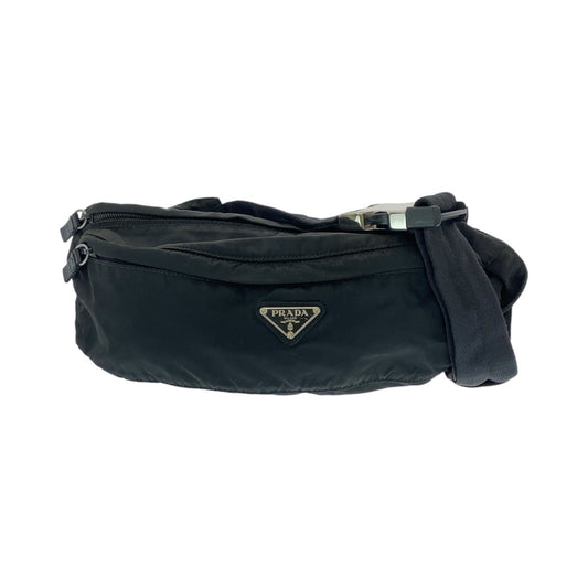 14385
PRADA プラダ テスート 三角ロゴプレート ブラック 黒 シルバー金具 ナイロン ボディバッグ ウエストポーチ バムバッグ 男女兼用  メンズ