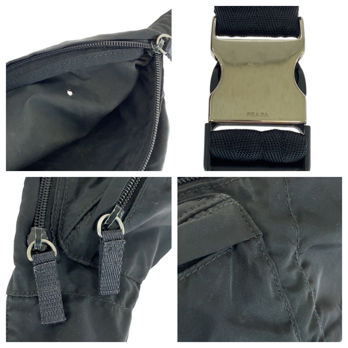 14385
PRADA プラダ テスート 三角ロゴプレート ブラック 黒 シルバー金具 ナイロン ボディバッグ ウエストポーチ バムバッグ 男女兼用  メンズ