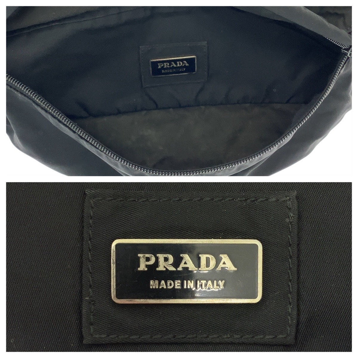 14385
PRADA プラダ テスート 三角ロゴプレート ブラック 黒 シルバー金具 ナイロン ボディバッグ ウエストポーチ バムバッグ 男女兼用  メンズ