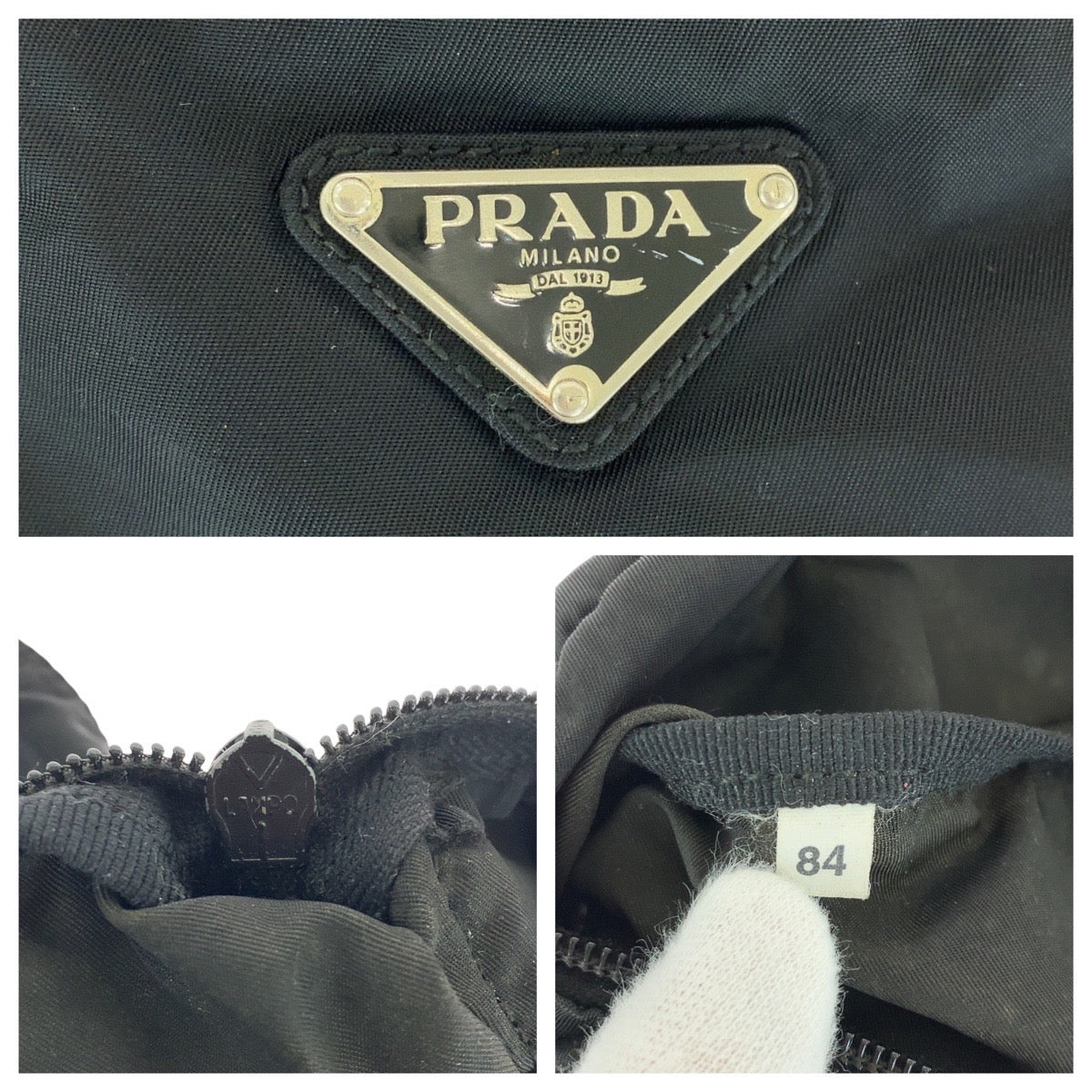 14385
PRADA プラダ テスート 三角ロゴプレート ブラック 黒 シルバー金具 ナイロン ボディバッグ ウエストポーチ バムバッグ 男女兼用  メンズ