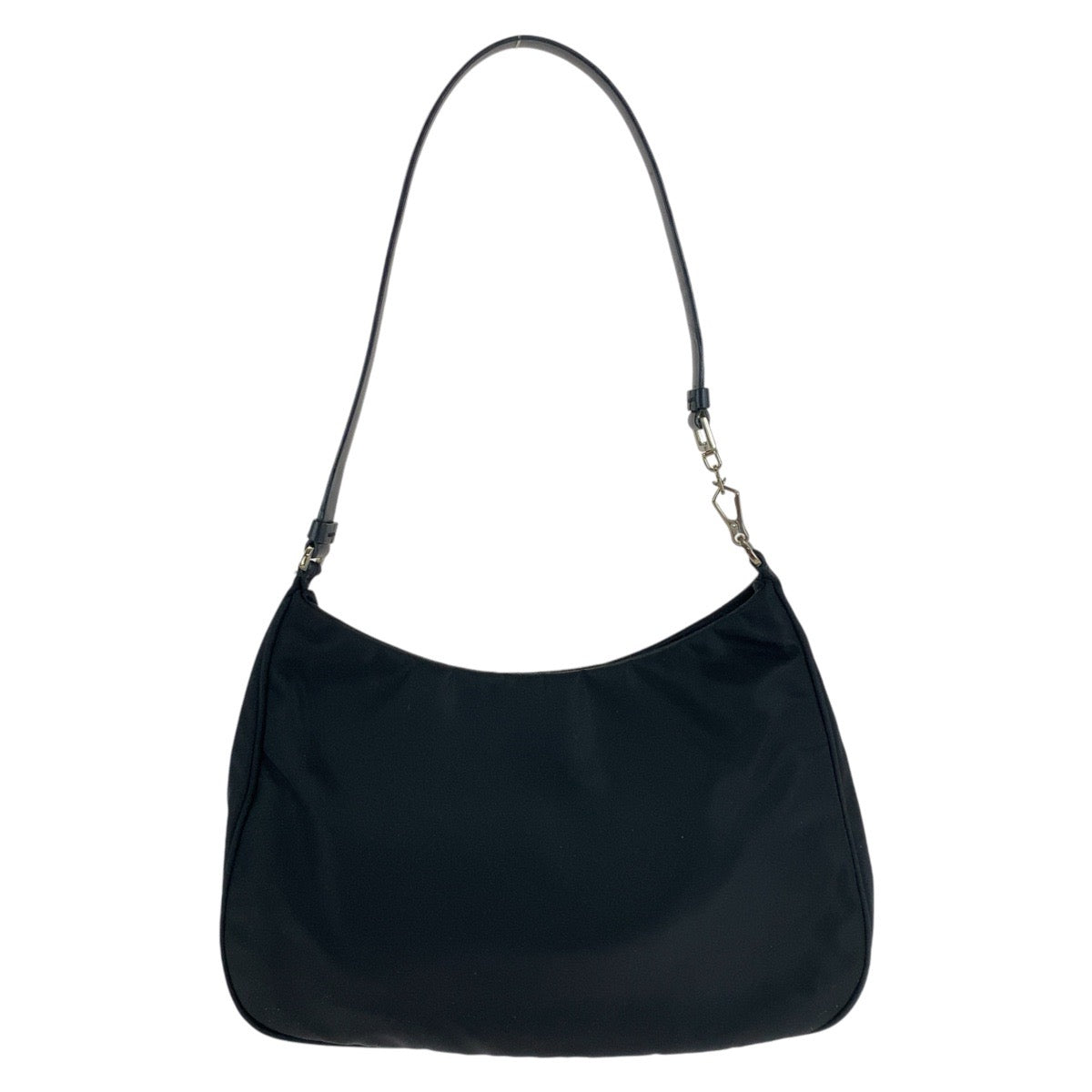 PRADA Prada Tessuto Triangle Logo Plate with Mirror Black Silver Hardware Nylon/Leather Shoulder Bag for Women